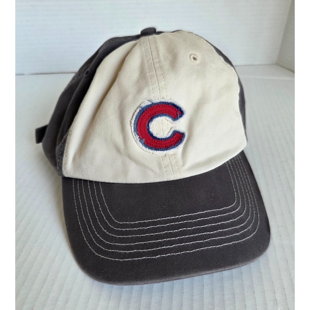 Chicago Cubs Hat Baseball Cap OSFA Gray and Tan Snapback Adjustable Distressed